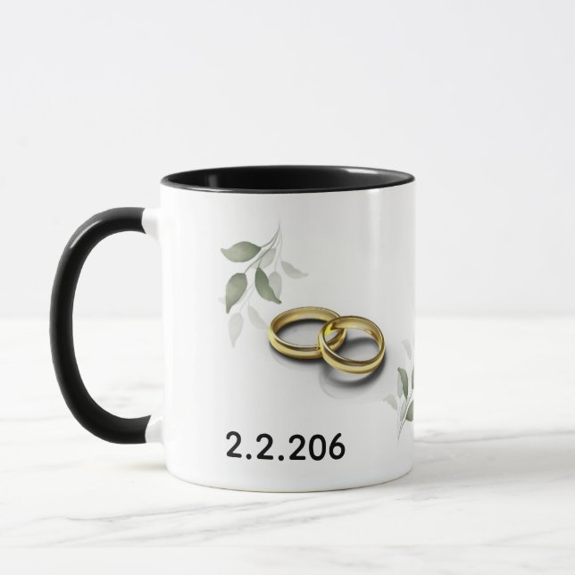 Personalized Couple Initials Mug with Wedding Date (Gauche)