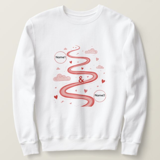 Personalized Couple Names Love Sweatshirt (Design devant)