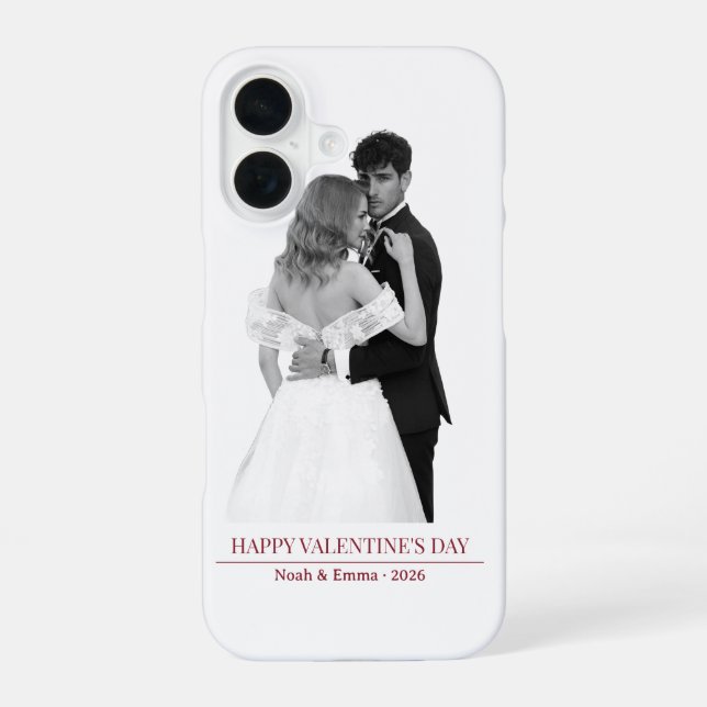 Personalized Couple Names & Year - Elegant Photo  iPhone 16 Hülle (Rückseite)
