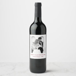 Personalized Couple Names & Year - Elegant Photo  Weinetikett