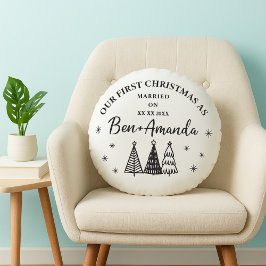 Personalized Couple Photo and Text Rundes Kissen