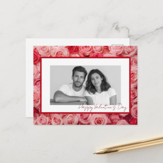 Personalized Couple Photo Valentine Roses Card Postkarte