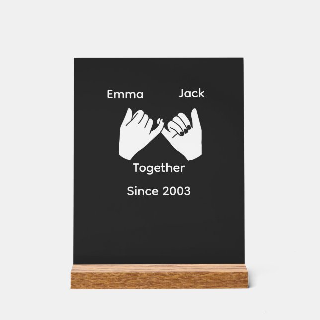 Personalized couple with custom names and year acrylschild (Vorderseite)