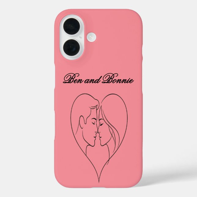Personalized Couple's Heart Silhouette iPhone Case (Rückseite)