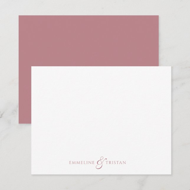 Personalized Couples Stationery Dusty Rose Mitteilungskarte (Vorne/Hinten)