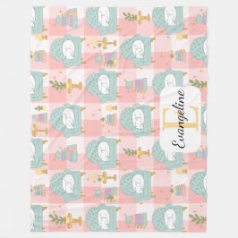 Personalized Cozy Aesthetic Pink Cat Pattern Girly Fleecedecke