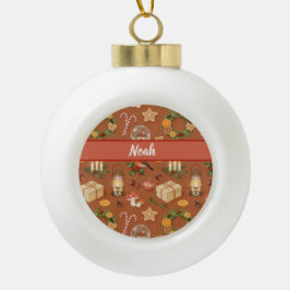 Personalized Cozy Christmas Name Ceramic Ball Orna Keramik Kugel-Ornament
