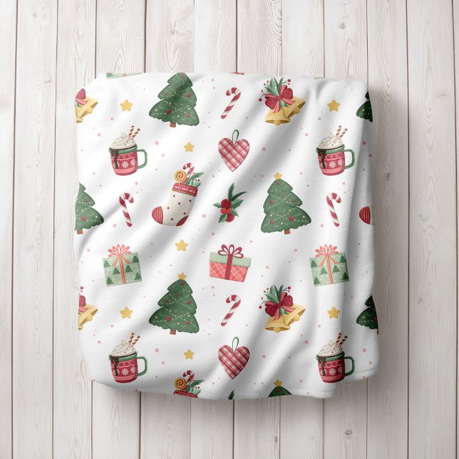 Personalized Cozy Christmas Tree Fleece Blanket (Von Creator hochgeladen)