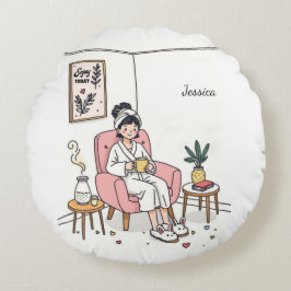Personalized Cozy Friend Gift Cute Relaxing Care Rundes Kissen