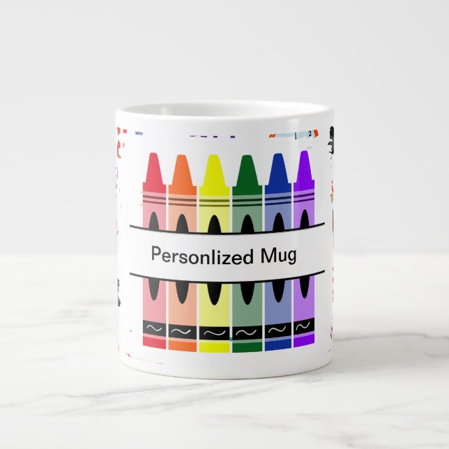 Personalized Crayon Back To School Jumbo-Tasse (Vorderseite)