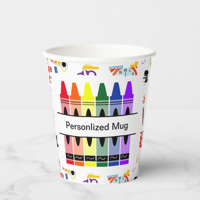 Personalized Crayon Back To School Pappbecher (Vorderseite)