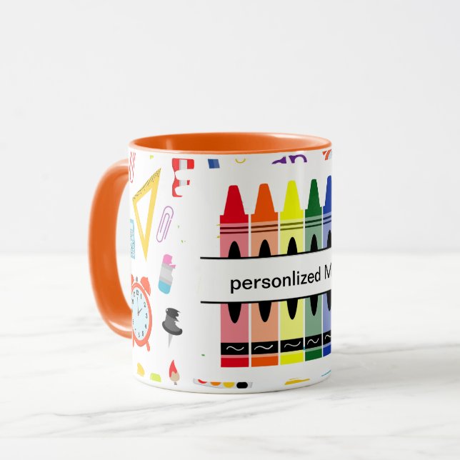 Personalized Crayon Back To School Tasse (Vorderseite Links)