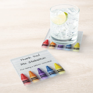 Personalized Crayon Teacher Drink Coaster Glasuntersetzer