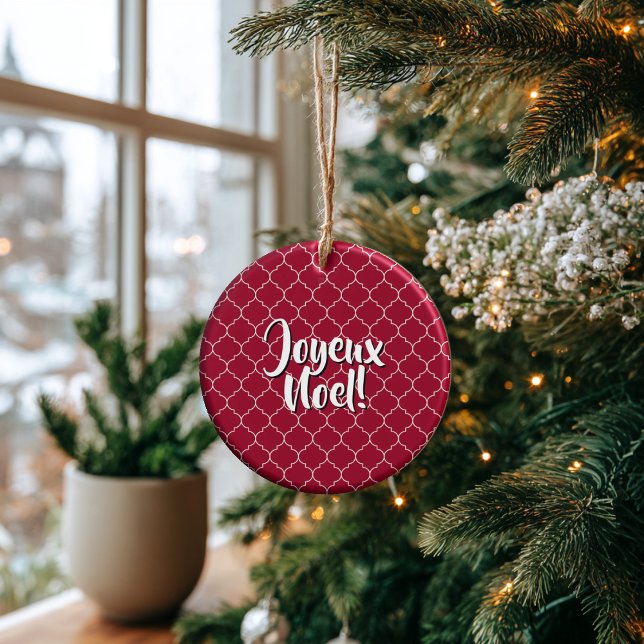 Personalized Crimson Quatrefoil Keramik Ornament (Thoughtful Custom Gift Idea for Milestones, doubles as an ornament or a collectible gift tag.
)