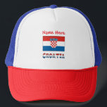 Personalized Croatia Flag  Truckerkappe<br><div class="desc">Personalized trucker hat features the Croatian Flag with the word Croatia written below, in the colors of the flag. Add your name in red letters, in the space provided for a personal look. Or, create a unique gift by adding a name. Cool to wear to a family reunion or to...</div>