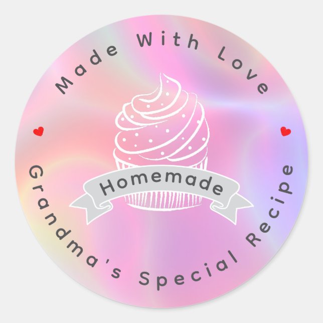 Personalized Cupcake Homemade Made With Love Runder Aufkleber (Vorderseite)