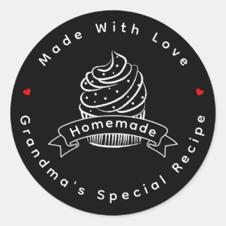 Personalized Cupcake Homemade Made With Love Runder Aufkleber