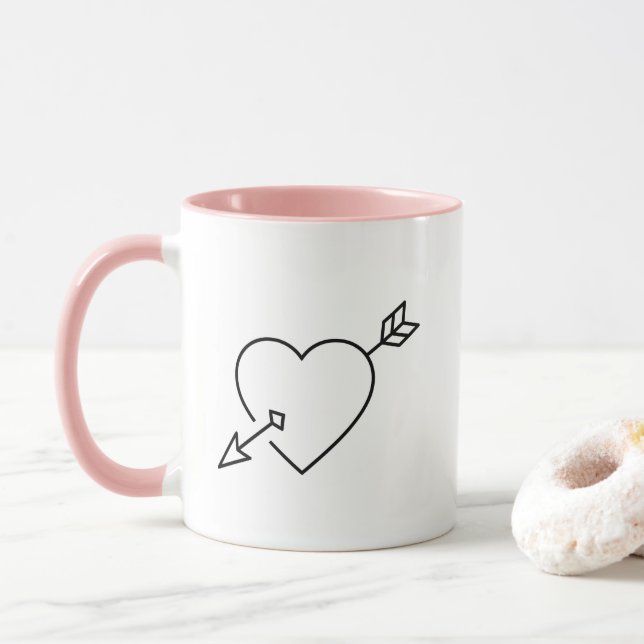 Personalized Cupid Struck Heart Arrow Coffee Mug (Avec donut)