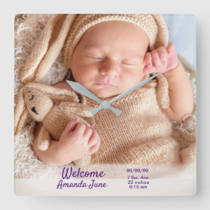 Personalized Custom Baby Photo Clock Quadratische Wanduhr