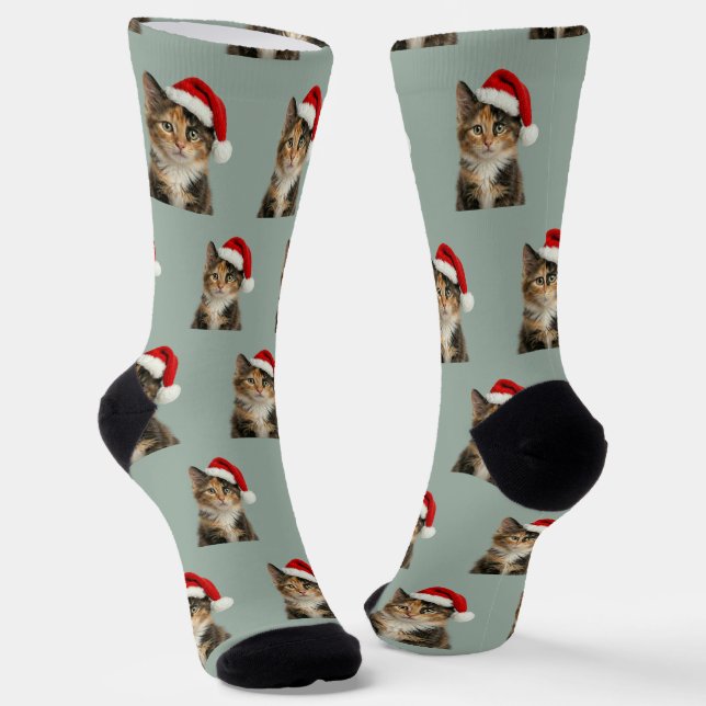 Personalized Custom Calico Kitty Cat Christmas  Socken (Gewinkelt)