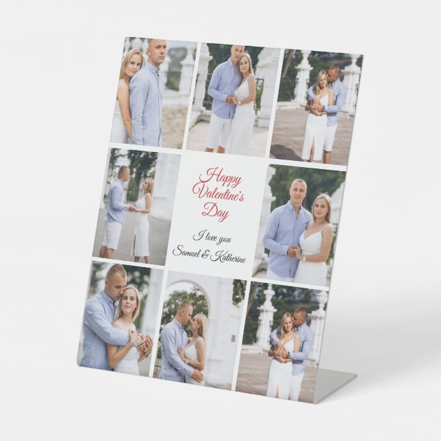 Personalized Custom Couple 6 Photo Valentine’s Day Sockelschild (Vorderseite)