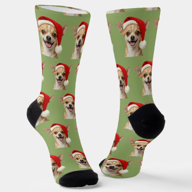 Personalized Custom Cute Chihuahua Christmas Socks Socken (Gewinkelt)