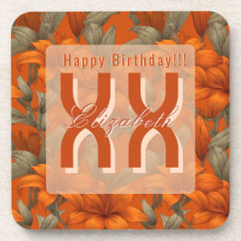 Personalized Custom Lilies Floral Adult Birthday Getränkeuntersetzer