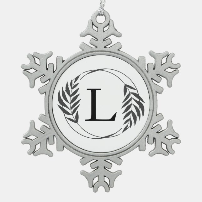 Personalized Custom Monogram Gift Schneeflocken Zinn-Ornament (Vorderseite)