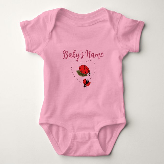 Personalized/Custom Name Ladybug Pink Baby  Baby Strampler (Vorderseite)