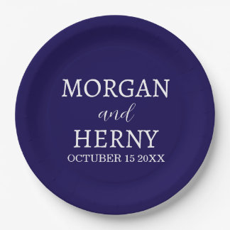 Personalized Custom Name Stylish Minimal Wedding Pappteller
