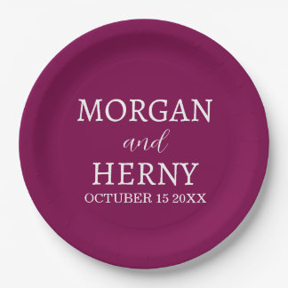 Personalized Custom Name Stylish Minimal Wedding Pappteller