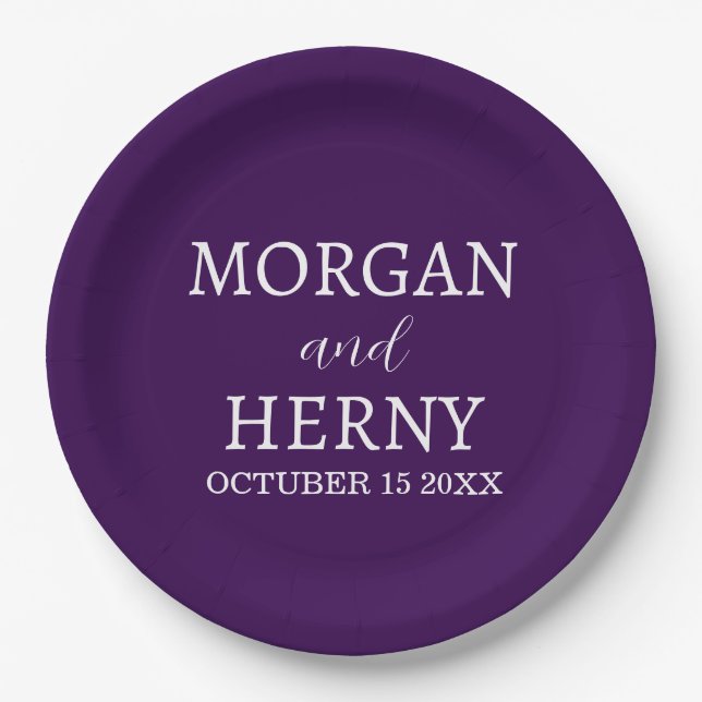 Personalized Custom Name Stylish Minimal Wedding  Pappteller (Vorderseite)