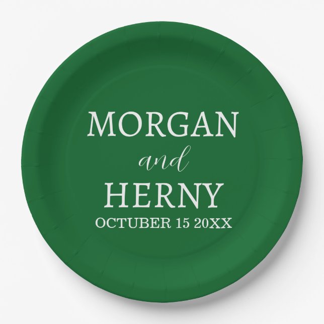 Personalized Custom Name Stylish Minimal Wedding  Pappteller (Vorderseite)