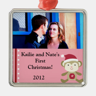 Personalized Custom Ornaments Winter Monkey in San Silbernes Ornament