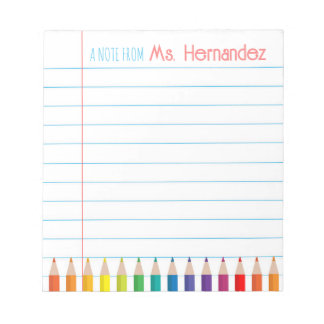 Personalized Custom Pencils Teacher's Notepad Notizblock