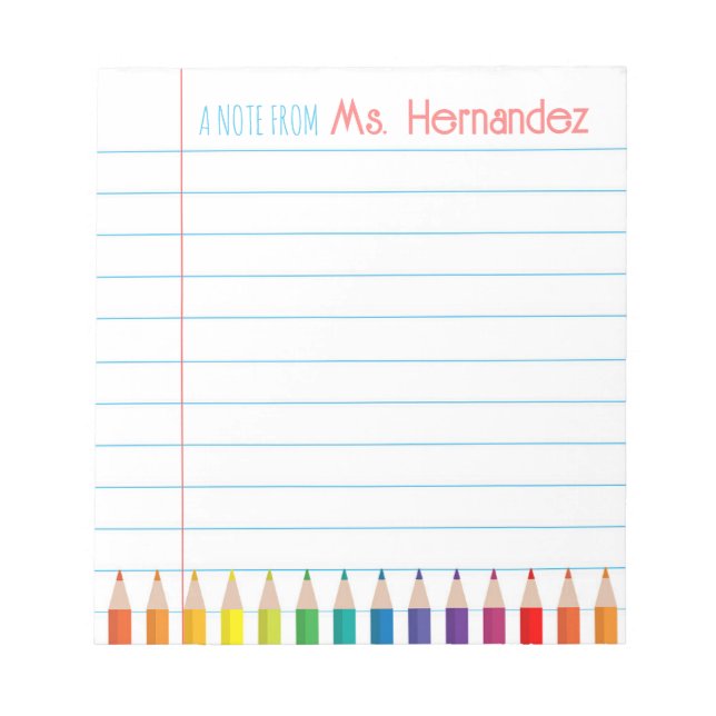 Personalized Custom Pencils Teacher's Notepad Notizblock (Vorderseite)