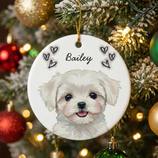 Personalized Custom Pet Photo Name Keepsake Keramik Ornament