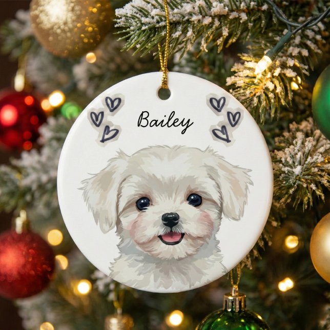 Personalized Custom Pet Photo Name Keepsake Keramik Ornament (Von Creator hochgeladen)