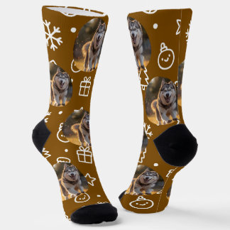 Personalized Custom Photo Blob - Winter Husky  Socken