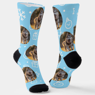 Personalized Custom Photo Blob - Winter Husky  Socken