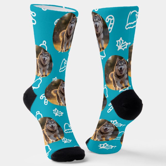 Personalized Custom Photo - Winter Celebration Socken (Gewinkelt)