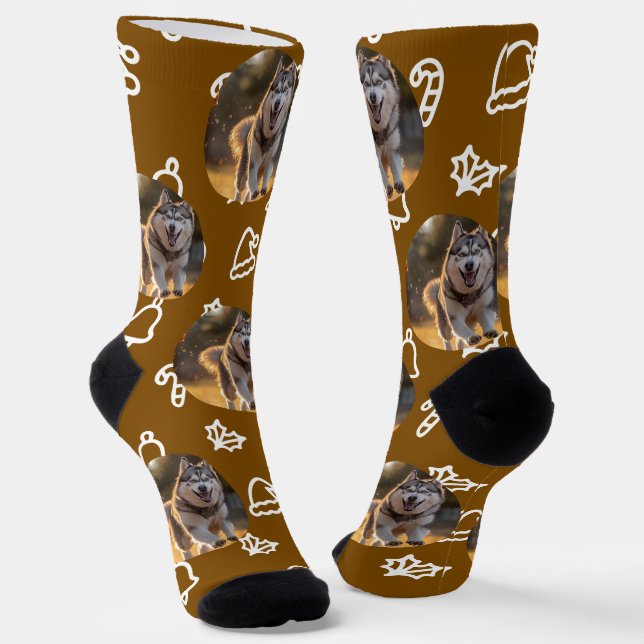 Personalized Custom Photo - Winter Celebration Socken (Gewinkelt)