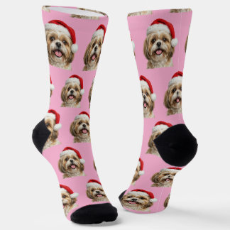 Personalized Custom Shitszu Christmas  Socken