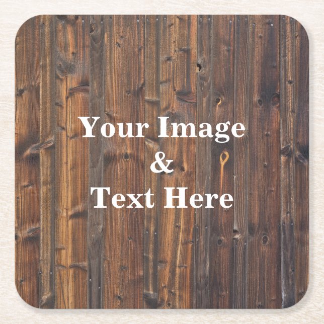 Personalized Custom Your Own Photo Wooden  Rechteckiger Pappuntersetzer (Vorderseite)