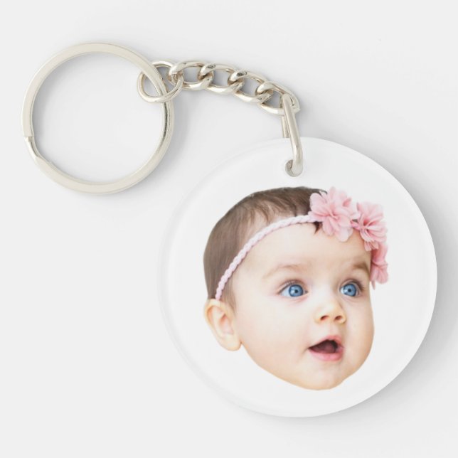 Personalized Cute Baby Face Photo Acrylic Keychain (Devant)