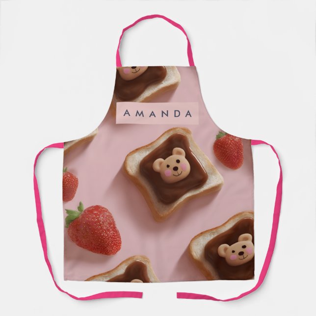 Personalized Cute Bear Toast Pattern Apron Schürze (Vorderseite)