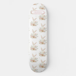 Personalized Cute Bunny Rabbit Floral Skateboard