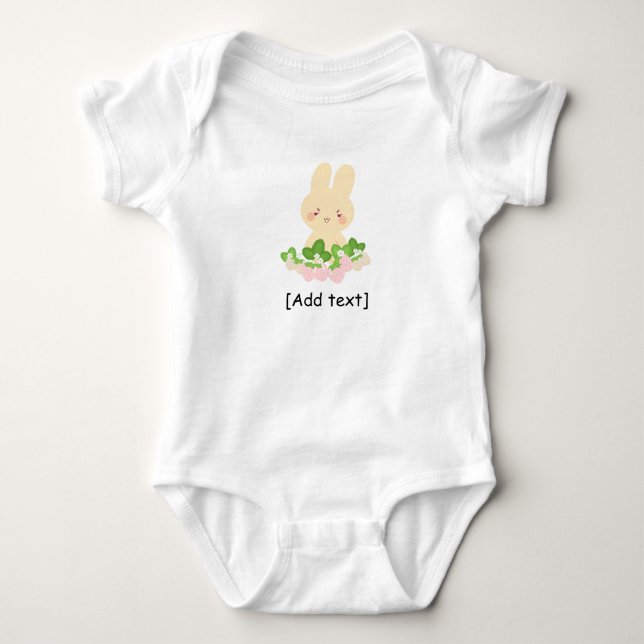 Personalized Cute Bunny with Strawberries - Custom Baby Strampler (Vorderseite)