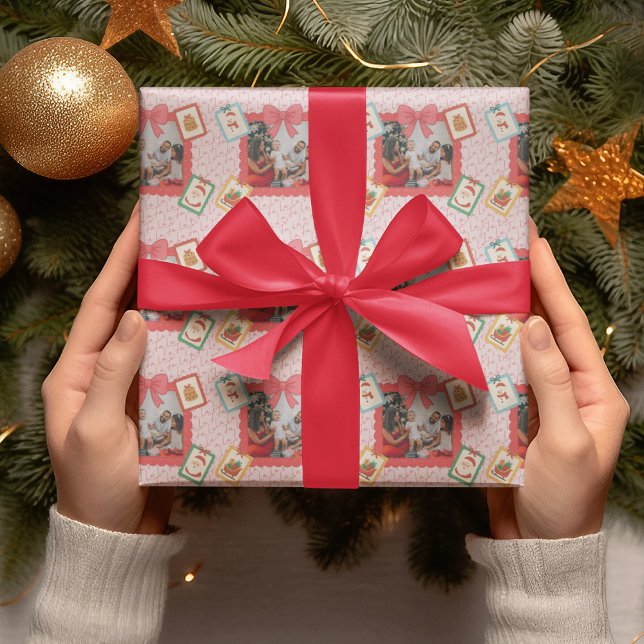 Personalized Cute Christmas Photo Collage  Geschenkpapier (Von Creator hochgeladen)