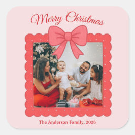 Personalized Cute Christmas Photo Collage  Quadratischer Aufkleber